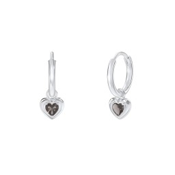 Small Hoops with Removable Puffy Heart Birthstone Charms