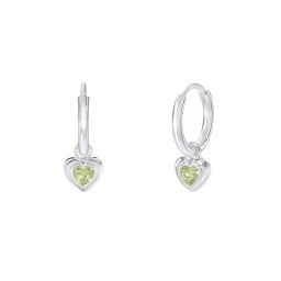 Small Hoops with Removable Puffy Heart Birthstone Charms