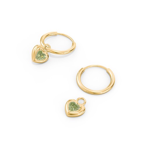 Small Hoops with Removable Puffy Heart Birthstone Charms
