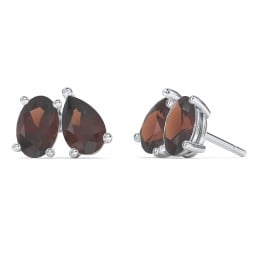 Toi et Moi Oval and Pear Gemstone Stud Earrings