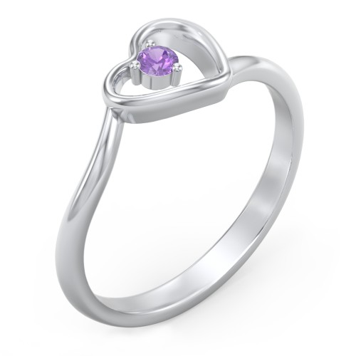 Heart Bypass Ring – Sterling Silver with Amethyst