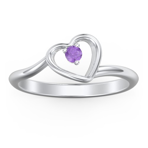Heart Bypass Ring – Sterling Silver with Amethyst