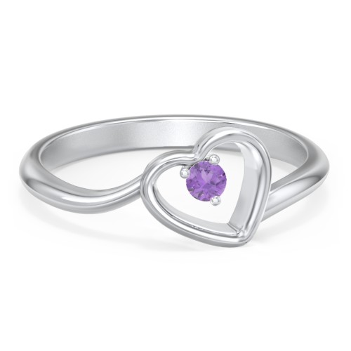 Heart Bypass Ring – Sterling Silver with Amethyst