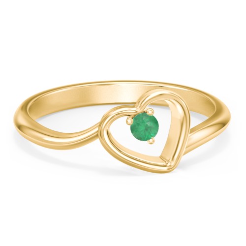 Heart Bypass Ring – 18K Gold Plated Silver with Emerald