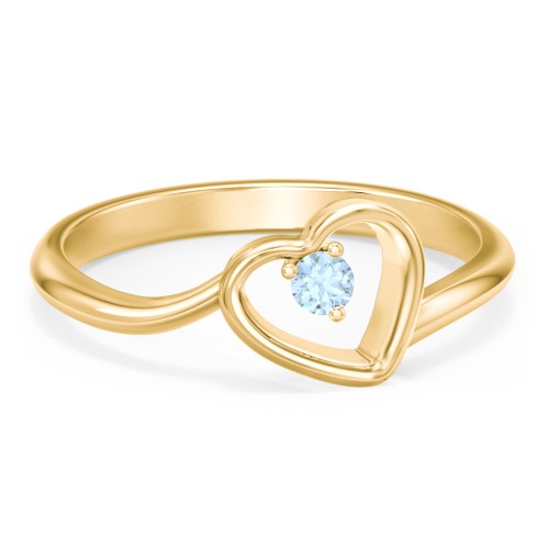 Heart Bypass Ring – 18K Gold Plated Silver with Blue Topaz
