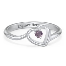 Heart Bypass Ring in 925 Sterling Silver with Alexandrite