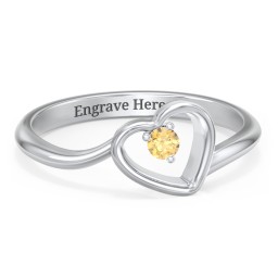 Heart Bypass Ring in 925 Sterling Silver with Citrine