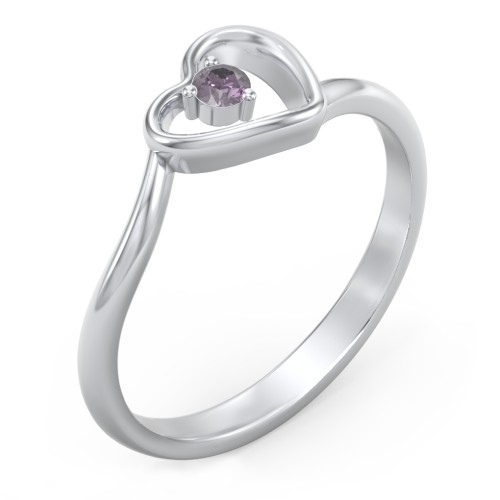 Heart Bypass Ring – Sterling Silver with Alexandrite