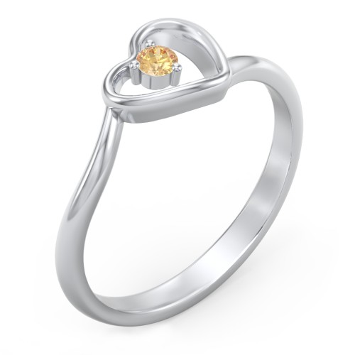 Heart Bypass Ring – Sterling Silver with Citrine