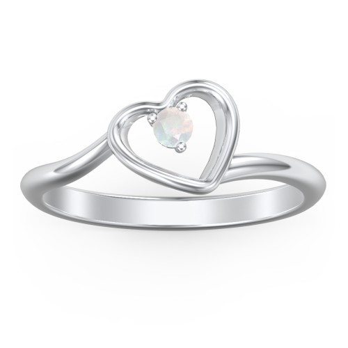 Heart Bypass Ring – Sterling Silver with Opal