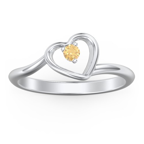 Heart Bypass Ring – Sterling Silver with Citrine