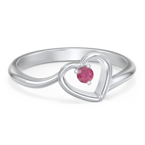 Heart Bypass Ring – Sterling Silver with Ruby
