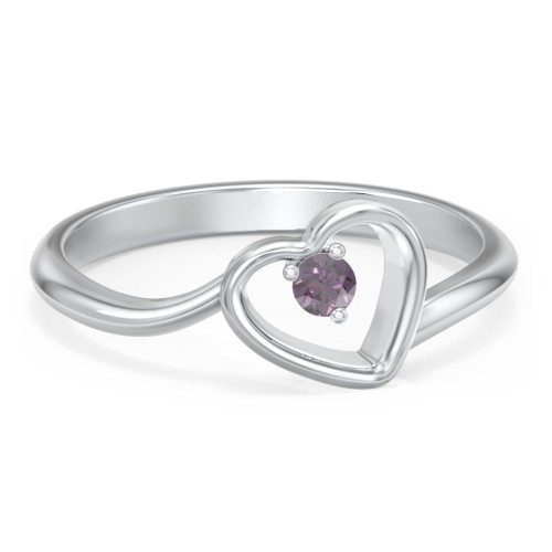 Heart Bypass Ring – Sterling Silver with Alexandrite