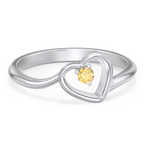 Heart Bypass Ring – Sterling Silver with Citrine