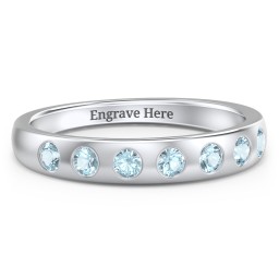Flush Set Gemstone Belt Ring in 925 Sterling Silver with Blue Topaz