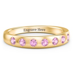 Flush Set Gemstone Belt Ring in 10K Solid Yellow Gold with Pink Sapphire