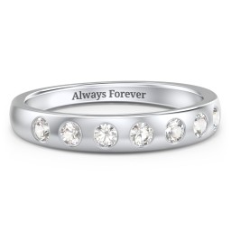 Flush Set Gemstone Belt Ring in 925 Sterling Silver with Cubic Zirconia