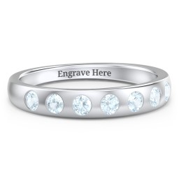 Flush Set Gemstone Belt Ring in 925 Sterling Silver with Aquamarine