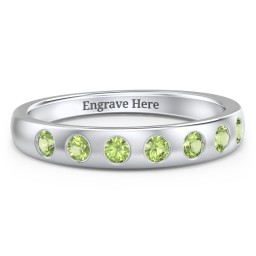 Flush Set Gemstone Belt Ring in 925 Sterling Silver with Peridot