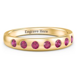 Flush Set Gemstone Belt Ring in 10K Solid Yellow Gold with Ruby