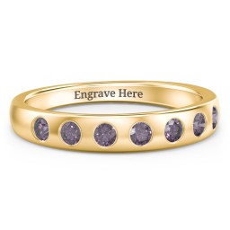 Flush Set Gemstone Belt Ring in 10K Solid Yellow Gold with Alexandrite