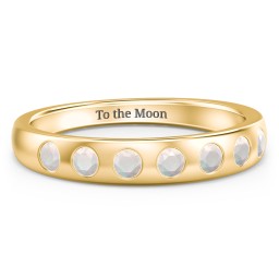 Flush Set Gemstone Belt Ring in 10K Solid Yellow Gold with Opal