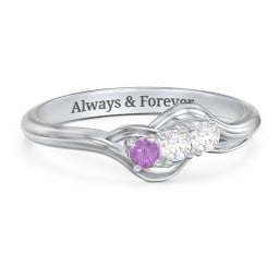 Three Stone Wave Ring