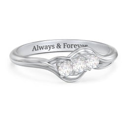 Three Stone Wave Ring