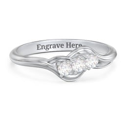 Three Stone Wave Ring