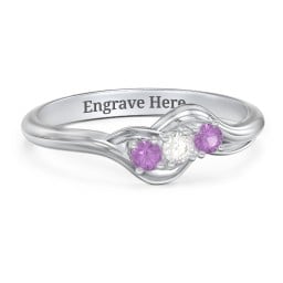 Three Stone Wave Ring