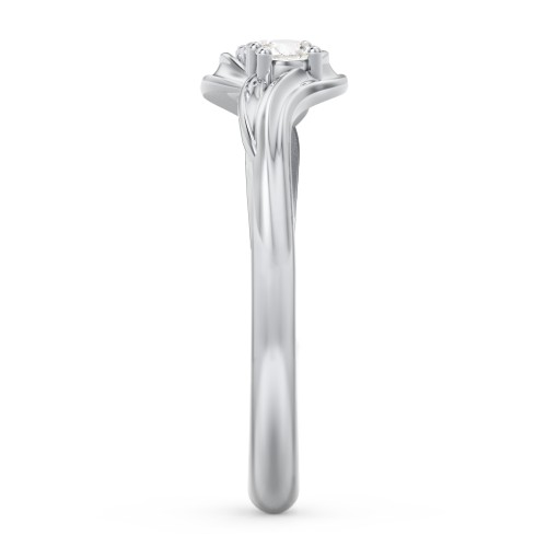 Three Stone Wave Ring – Sterling Silver with Cubic Zirconia