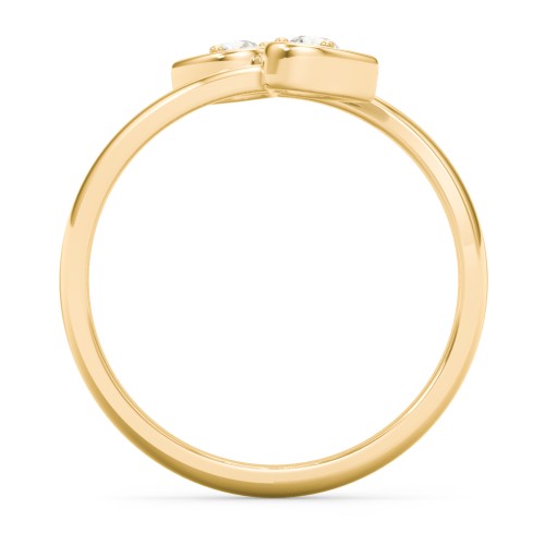 Double Heart Bypass Ring – 10K Yellow Gold with Cubic Zirconia