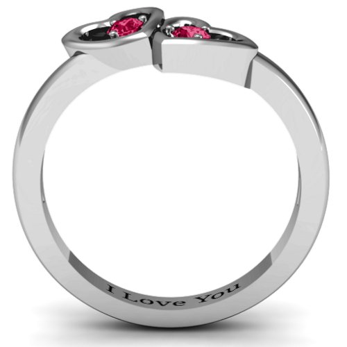 Twin Hearts Ring – Sterling Silver with Ruby