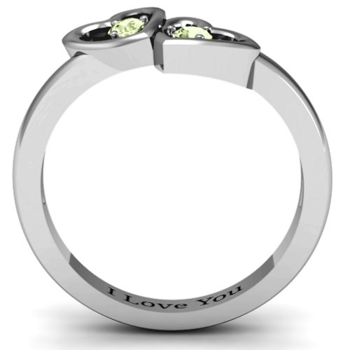 Twin Hearts Ring – Sterling Silver with Peridot