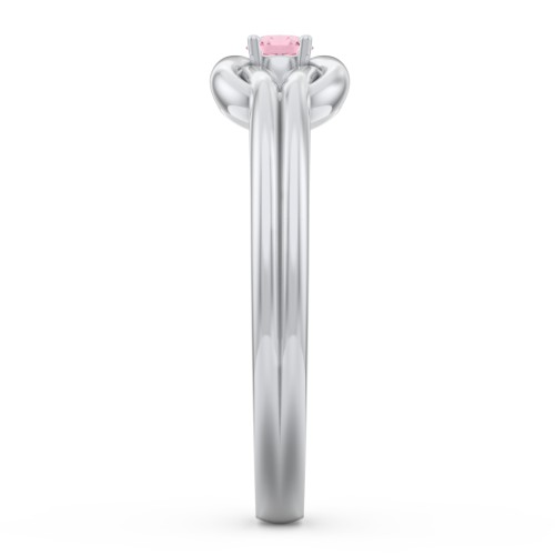 Birthstone Love Knot Ring – Sterling Silver with Pink Tourmaline