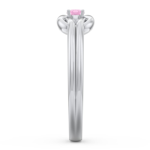 Birthstone Love Knot Ring – Sterling Silver with Pink Sapphire