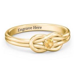 Birthstone Love Knot Ring in 18K Gold Plated Silver with Citrine