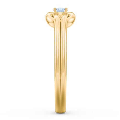 Birthstone Love Knot Ring – 18K Gold Plated Silver with Blue Topaz