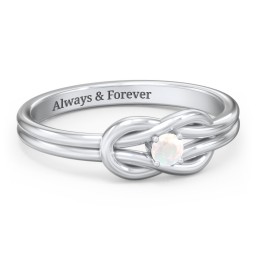 Birthstone Love Knot Ring in 925 Sterling Silver with Opal