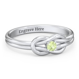 Birthstone Love Knot Ring in 925 Sterling Silver with Peridot