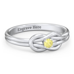 Birthstone Love Knot Ring in 925 Sterling Silver with Citrine