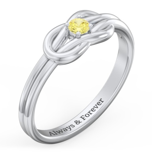 Birthstone Love Knot Ring – Sterling Silver with Citrine