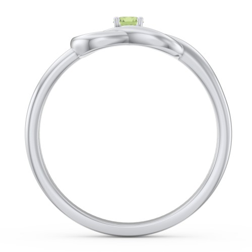 Birthstone Love Knot Ring – Sterling Silver with Peridot