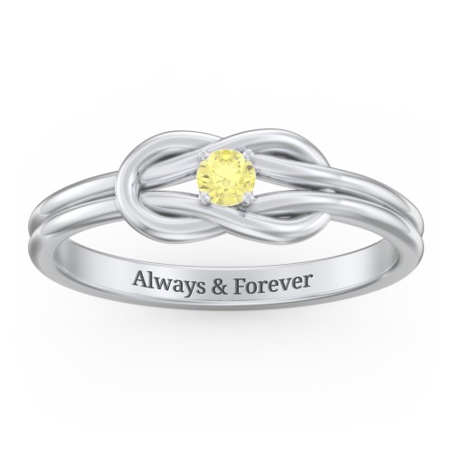 Birthstone Love Knot Ring – Sterling Silver with Citrine