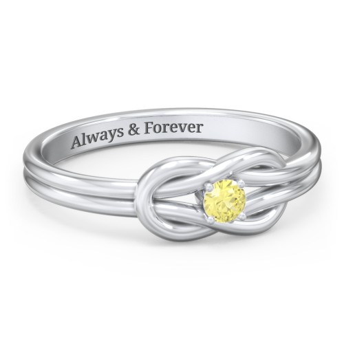 Birthstone Love Knot Ring – Sterling Silver with Citrine