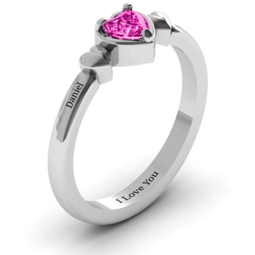Triple Heart Ring – Sterling Silver with Pink Tourmaline