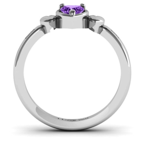 Triple Heart Ring – Sterling Silver with Amethyst