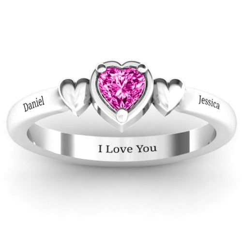 Triple Heart Ring – Sterling Silver with Pink Tourmaline