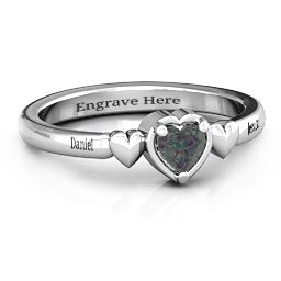 Triple Heart Ring in 925 Sterling Silver with Alexandrite