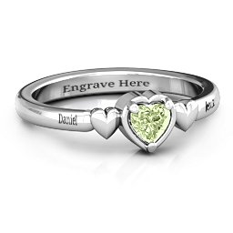 Triple Heart Ring in 925 Sterling Silver with Peridot